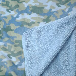 Chick Pea Baby Blanket Camo Camouflage Blue green Sherpa Plush camoflauge